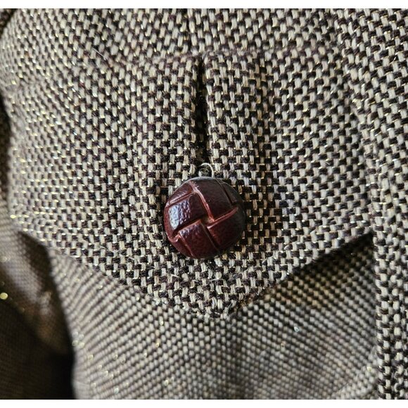 Vintage Brown wool Tweed women's Jacket With Button Accents & Pockets 1970s - Picture 2 of 10